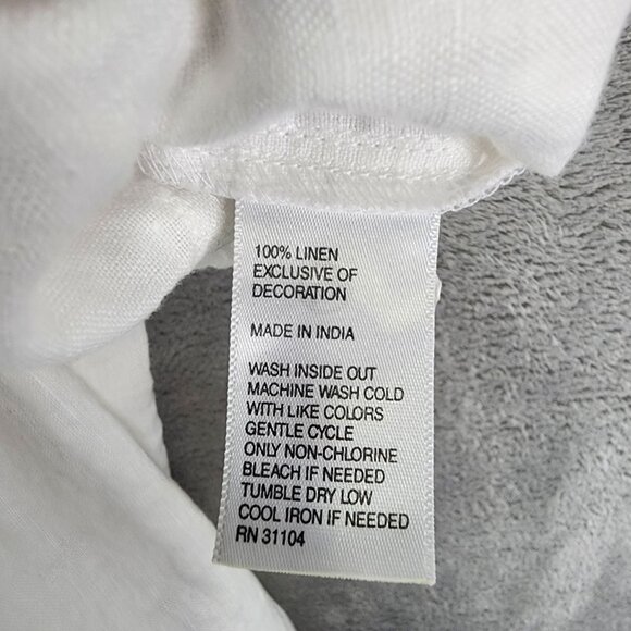 Womens White Crown & Ivy Tassel Hem Pants 100% Linen Hi Rise Elastic Waist XL - Picture 6 of 12